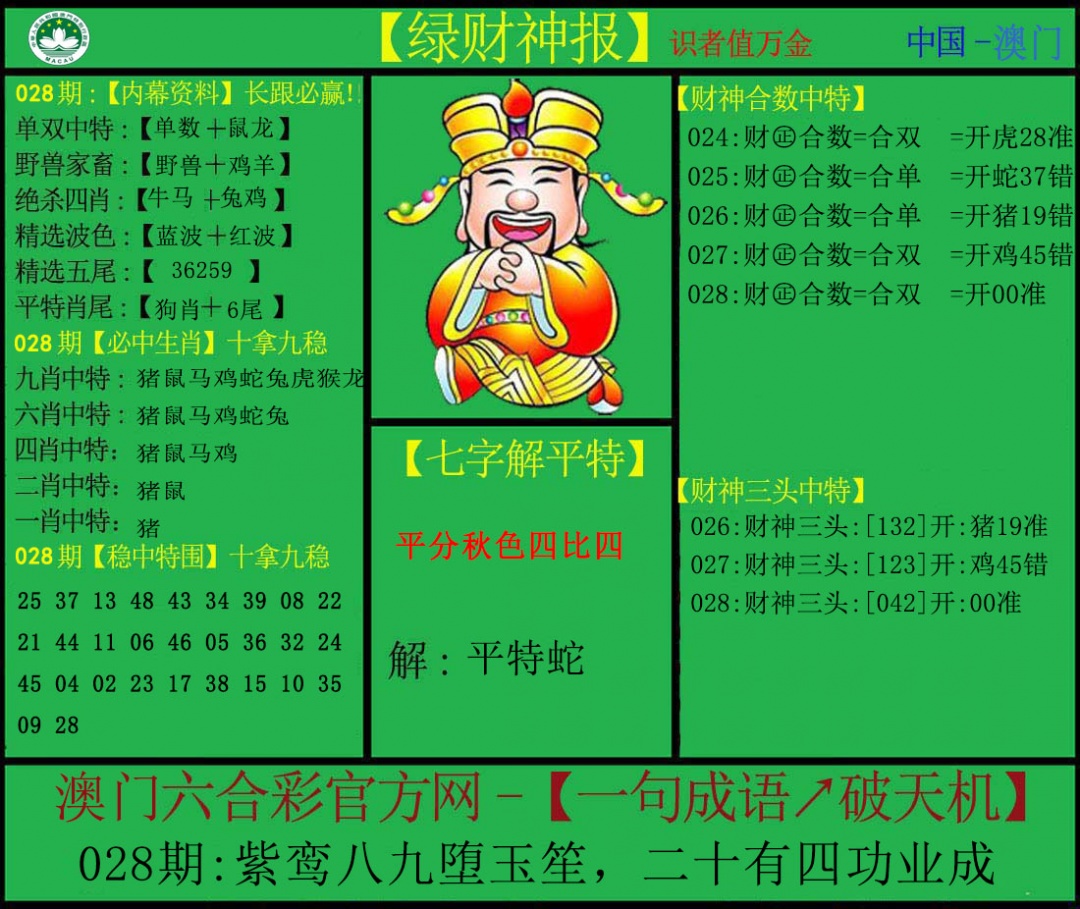 028期绿财神[图]