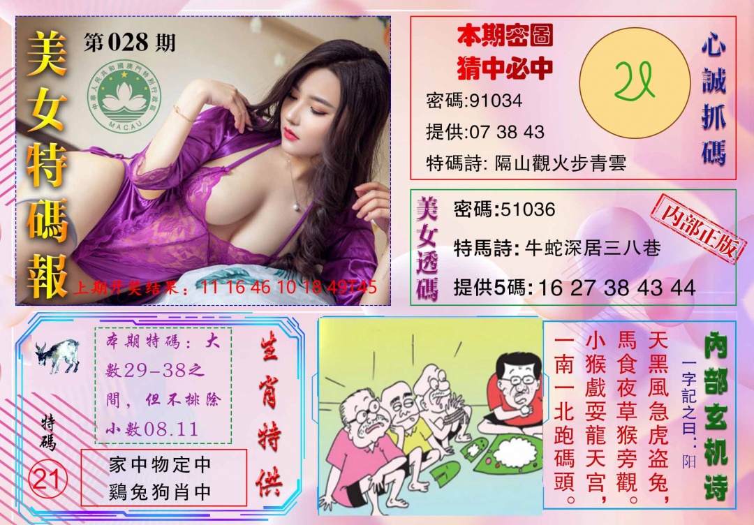 028期美女特码报[图]