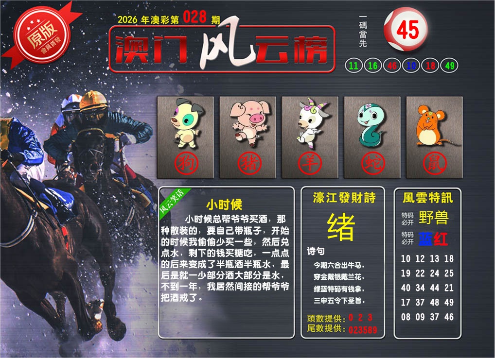 028期澳门风云榜[图]