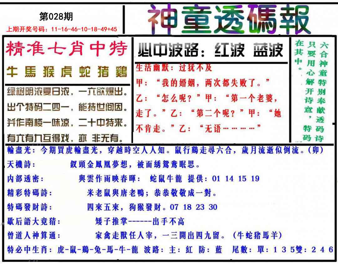 028期神童透码报[图]