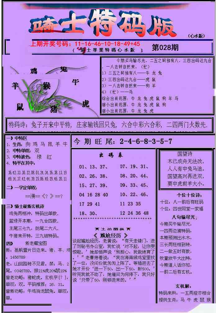 028期骑士特码版[图]