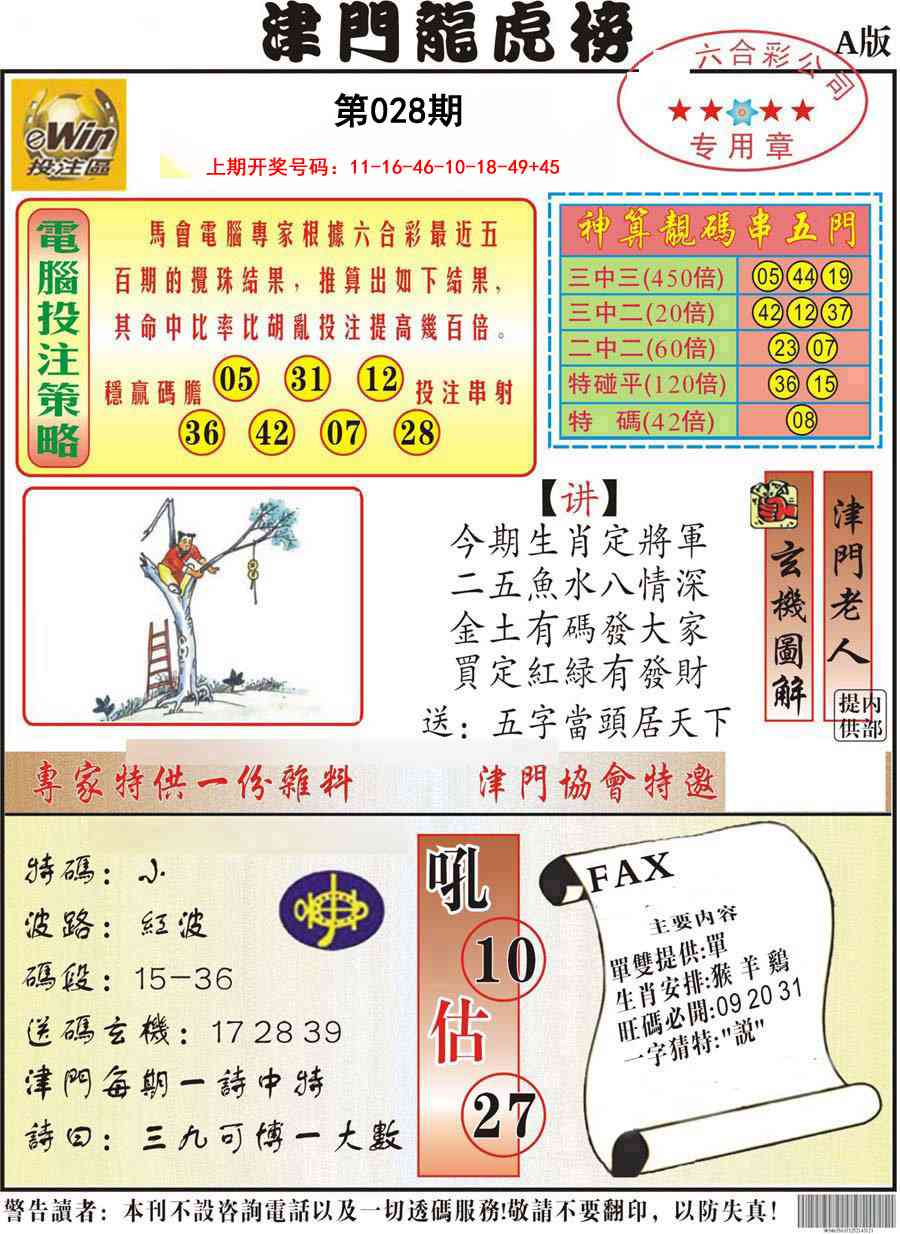 028期津门龙虎榜A[图]