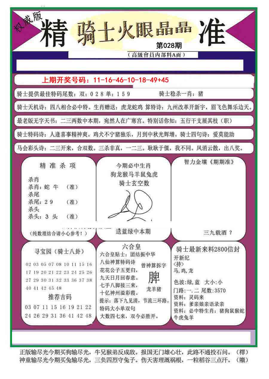 028期骑士火眼晶晶（正）[图]