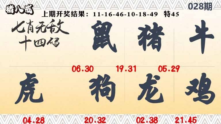 028期七肖无敌14码[图]